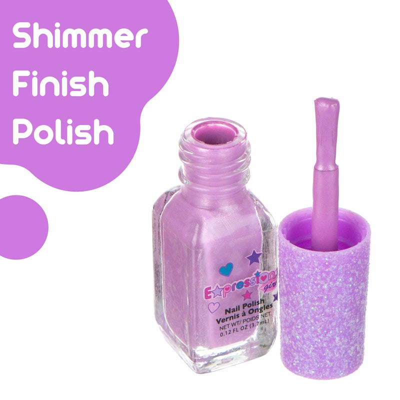 EXPRESSIONS 7pc Shimmer Nail Polish Set - Glitter Cap, Safe & Non-Toxic Nail Polish Kit for Girls & Teens - Image 5